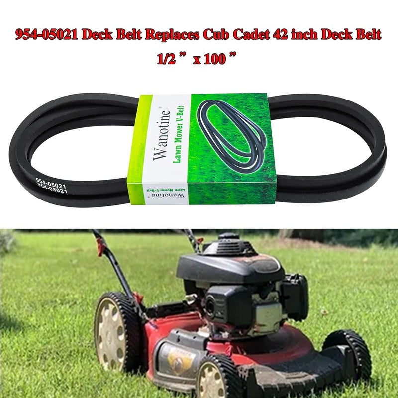 Wanotine 954-05021 Deck Belt Replaces Cub Cadet 42 inch Deck Belt, Fits Cub Cadet XT1, XT2, Craftsman T210, Troy-Bilt, MTD Riding Mower & Lawn Tractor (1/2” x 100”) - Image 3
